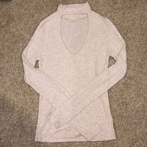 Long sleeve choker cut out soft shirt